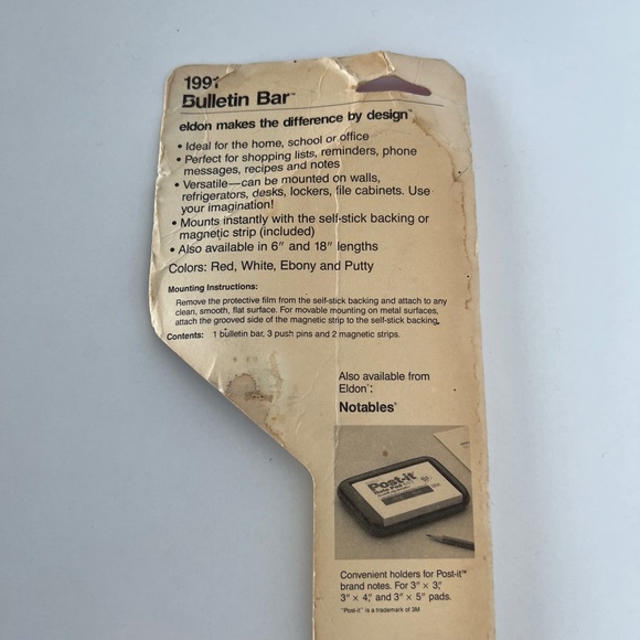 NWT Vintage 12" Bulletin Cork Bar 1991 Push Pin - Picture 5 of 6